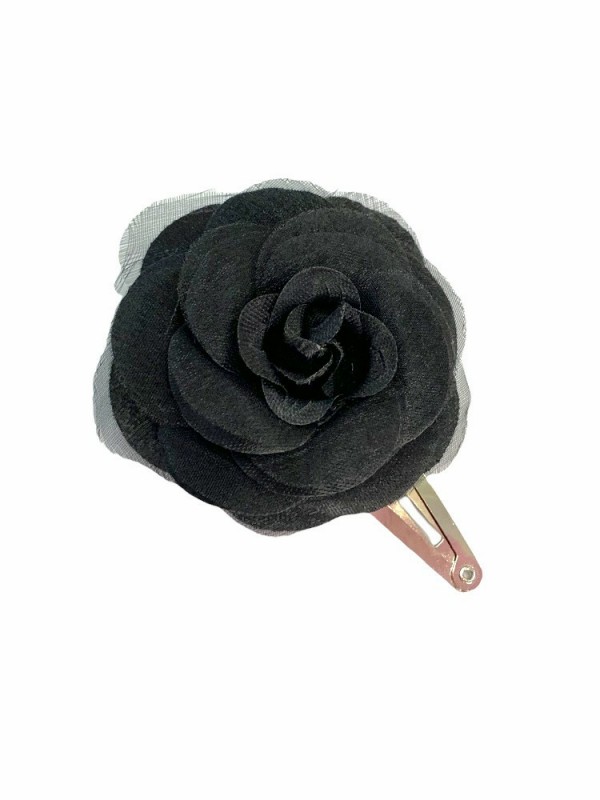 Pinza flor negra de tela